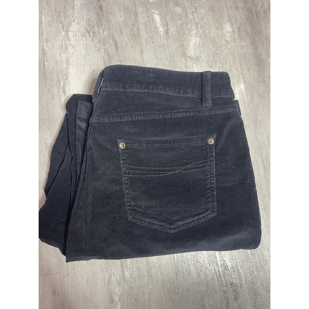 Women's Croft & Barrow Black straight leg‎ corduroy Stretch Pant size 14s E0111